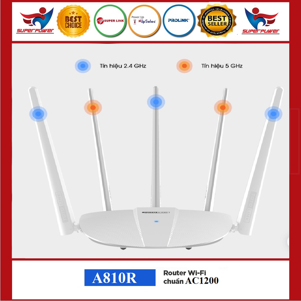 [Mã 254ELSALE giảm 7% đơn 300K] Bộ phát wifi router wifi băng tần kép chuẩn AC 1200Mbps TOTOLINK A810R