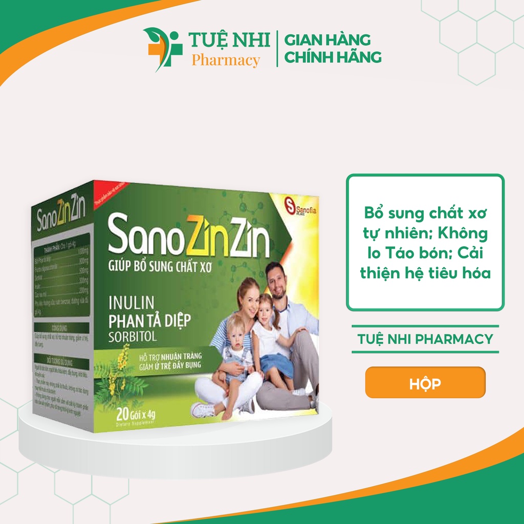 Sano Zin Zin bổ sung chất xơ tự nhiên giúp nhuận tràng hộp 20 gói - NT057