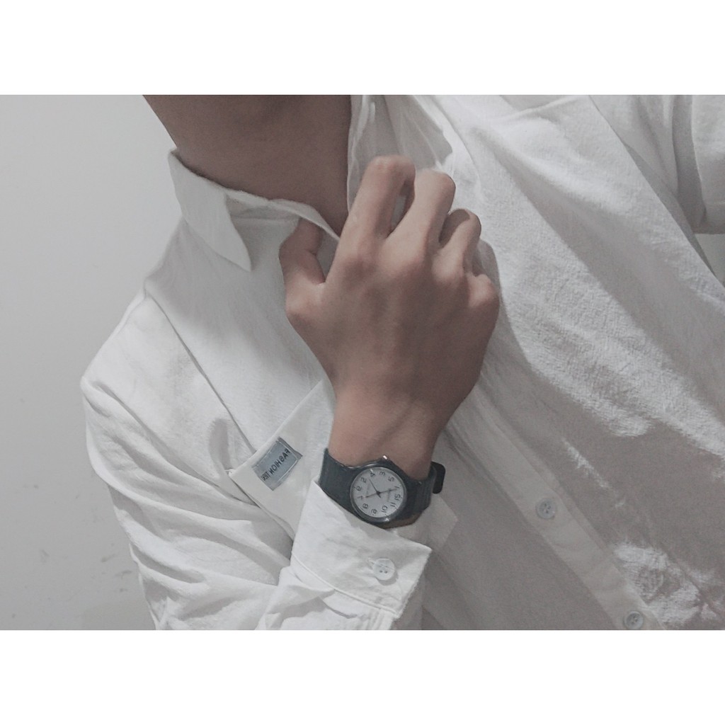 Áo sơ mi nam vải thô màu vàng hồng trắng xanh rêu style Hàn Quốc | BigBuy360 - bigbuy360.vn