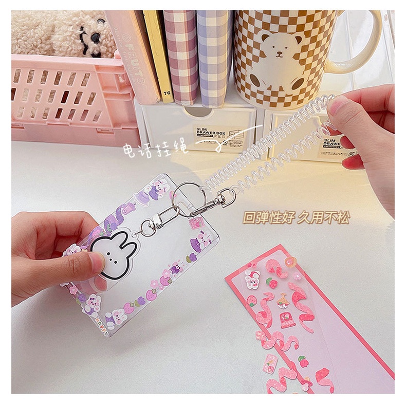 Dây đeo thẻ học sinh sinh viên nhân viên văn phòng card bo góc ảnh cá nhân kèm bao đựng thẻ đáng yêu