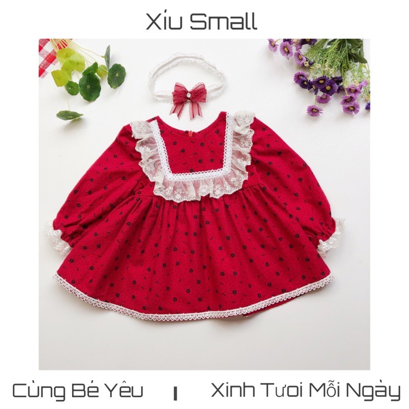 [6kg-30kg]Váy đỏ nhung cho bé diện Noel và Tết