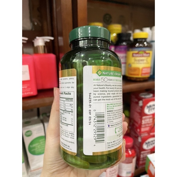 Viên Uống Dầu cá Nature's Bounty Fish Oil 1400mg 980mg Omega3 130 viên - Hàng Mỹ