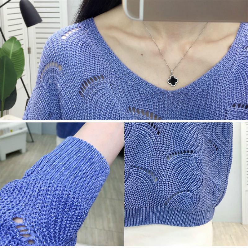 Áo Len Nữ Dài Tay Cổ Chữ V Thời Trang Hàn