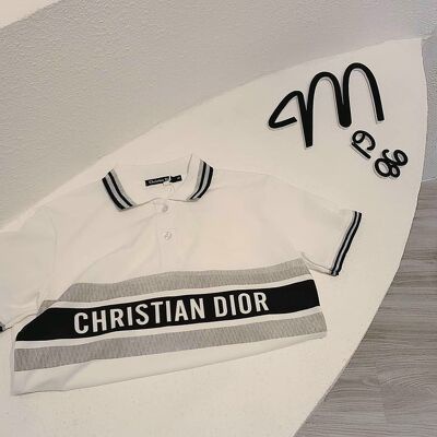 Áo polo Điooo trắng phối chữ cổ bẻ