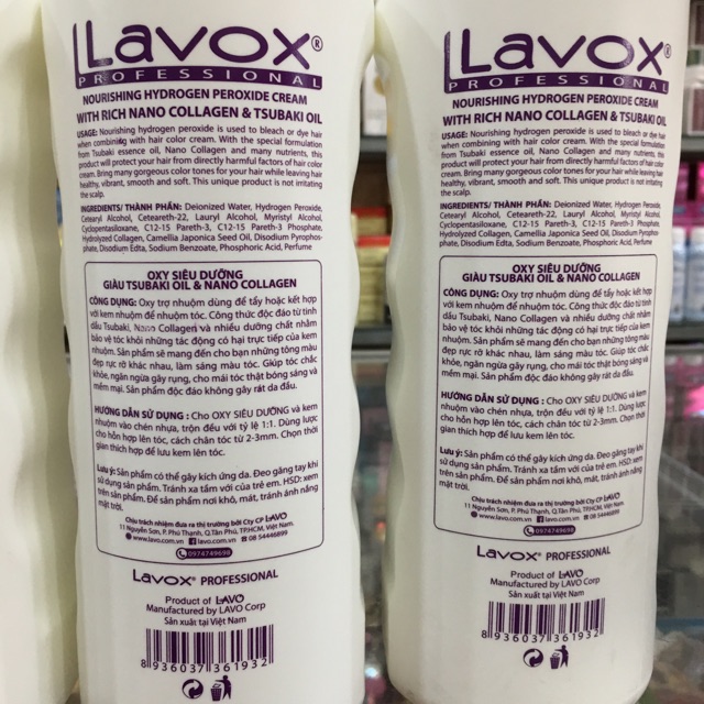 Oxy siêu dưỡng Lavox giàu Tsubaki Oil & Nano Collagen 1000ml (3%, 6%, 9%, 12%)