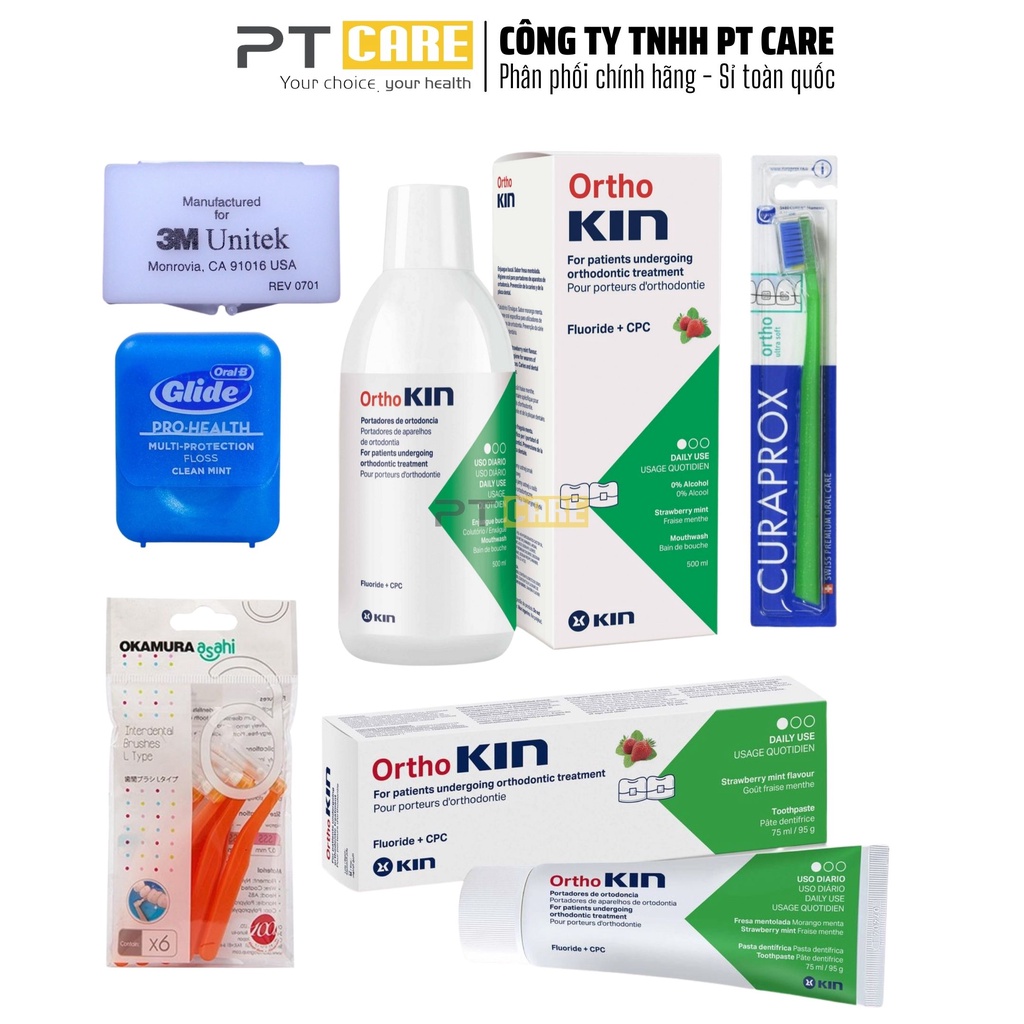 PT CARE | Nước Súc Miệng Dành Cho Răng Niềng Chỉnh Nha Ortho Kin 500ml Ngừa Sâu Răng Thơm Miệng