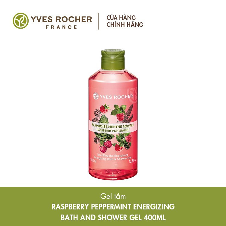 Gel Tắm Yves Rocher Raspberry Peppermint Energizing Bath &amp; Shower Gel 400ml