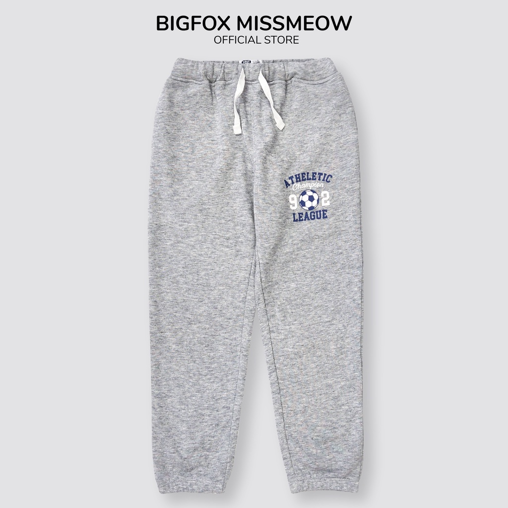 Quần dài cho bé trai Bigfox - Miss Meow thu đông chất nỉ ấm áp hình in bóng đá size trẻ em 3,4,5,6,7,8,9,10,11 tuổi