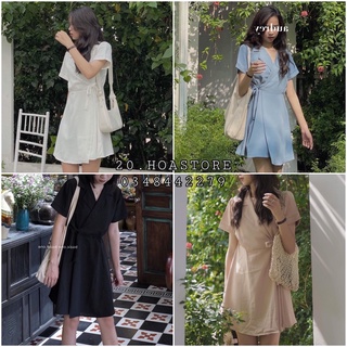 VÁY CỔ VEST THẮT EO DÁNG CHỮ - ĐẦM SƠ MI CỔ VEST BUỘC NƠ EO XÒE 4 MÀU