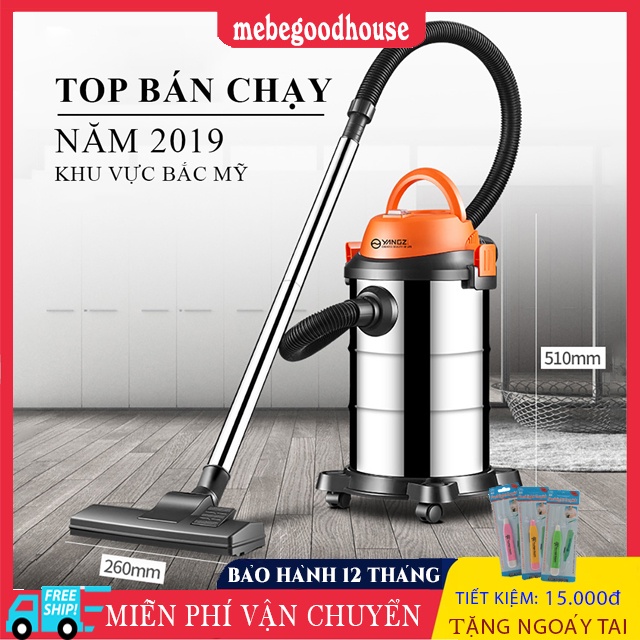 Máy hút bụi gia đình, công nghiệp công suất lớn 1200W, dung tích 15L tích hợp 3 chế độ khô- ướt- thổi