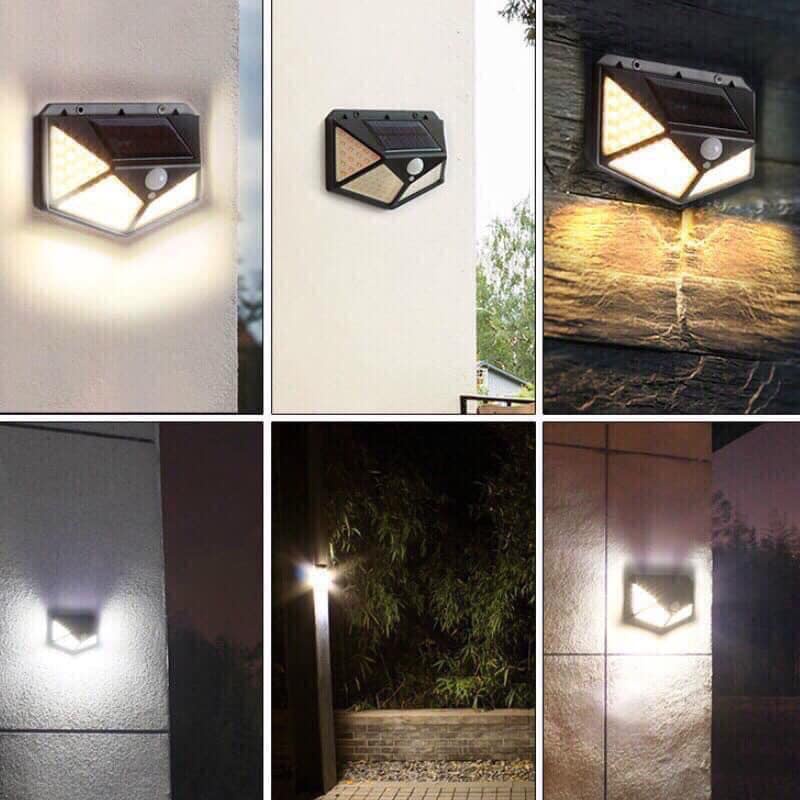 Đèn led năng lượng mặt trời cảm biến chuyển động 100 led 3 chế độ siêu sáng chống nước