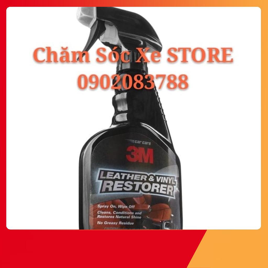 Chai xịt chăm sóc và bảo vệ nội thất ô tô 3M Leather &amp; Vinyl Cleaner Restorer 39040 473ml chamsocxestore