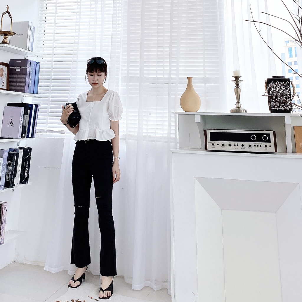 QUẦN LOE SKINNY CO GIÃN RÁCH GỐI QB830