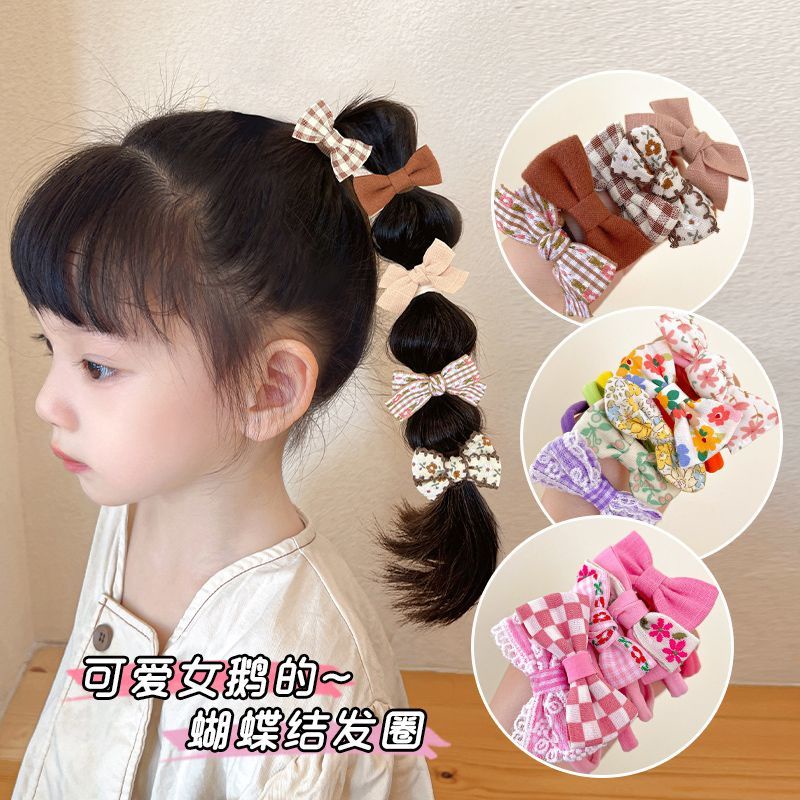 Dây Buộc Tóc Cao Su Thắt Nơ Nhiều Màu Dễ Thương Không Làm Đau Cho Bé Gái