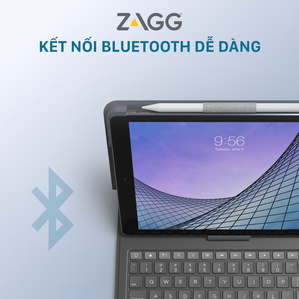 Ốp lưng kèm bàn phím ZAGG Messenger Folio 2 cho iPad 10.2/10.5/Air 3  [CHÍNH HÃNG PHÂN PHỐI VN, BẢO HÀNH 1 NĂM]