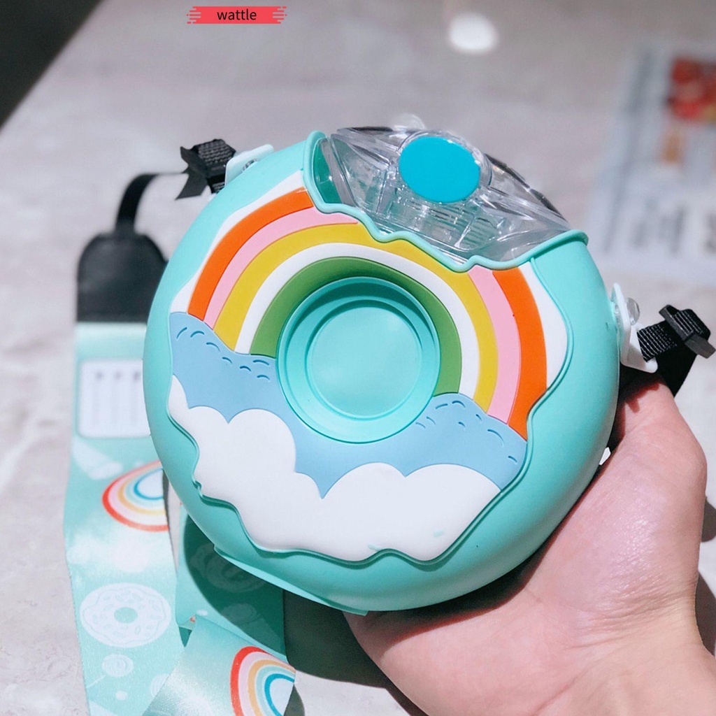 Bình nước hình bánh donut voi bánh donut hoạt hình dễ thương có ống hút cho trẻ em