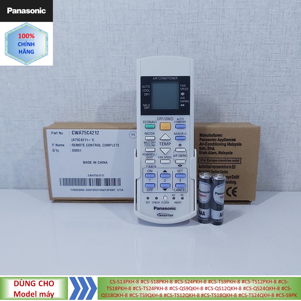 Phụ kiện [Remote chính hãng] Điều khiển điều hòa Panasonic model CS-S13PKH-8 #CS-S18PKH-8 #CS-S24PKH-8