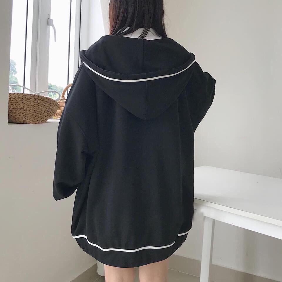 Áo Khoác Nỉ Unisex Ulzzang Viền Trắng, Áo Hoodie Sweater Bông Form Rộng Basic NinaStore | BigBuy360 - bigbuy360.vn
