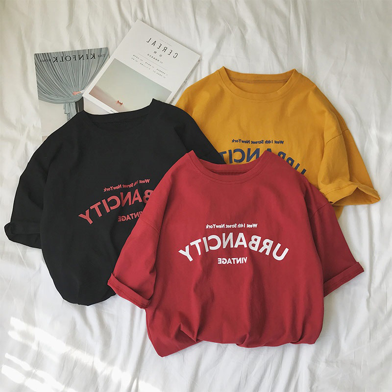 NRVP Short-sleeved t-shirt women's summer dress 2021 new loose Korean letter printing student clothes female plus size tide tees