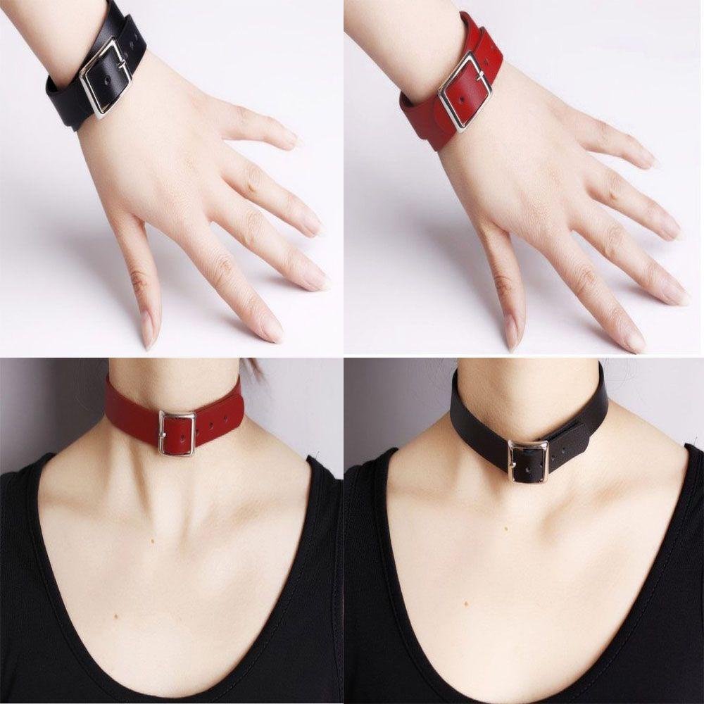 Vòng Cổ Choker Da Nhiều Màu Phong Cách Gothic Punk Thời Trang