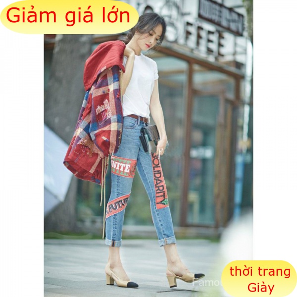 Giày Cao Gót 6cm Mũi Vuông Phong Cách Hàn Quốc Thanh Lịch Cho Nữ