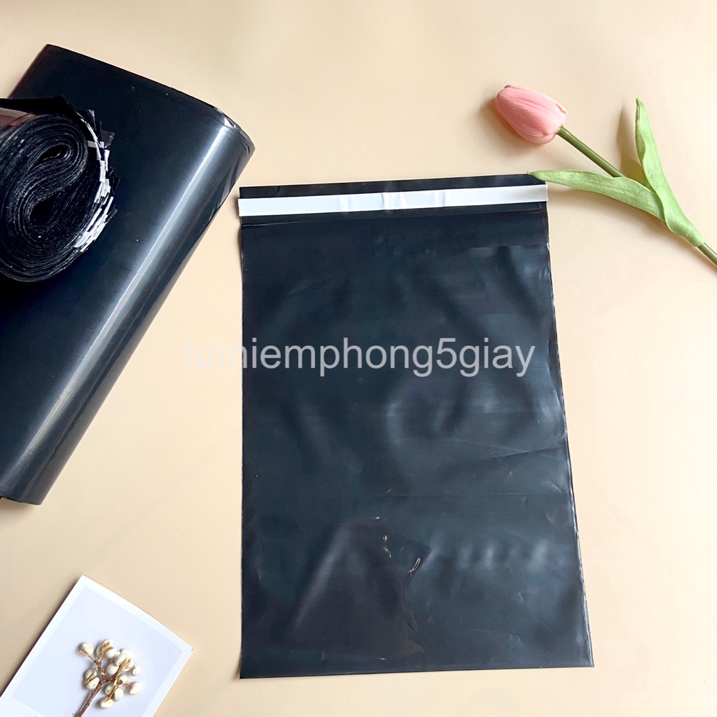 [1Kg–Màu đen bóng-Đủ size] Túi gói hàng niêm phong tự dính - túi đóng hàng chuyển phát nhanh có sẵn keo dính – 5 GIÂY