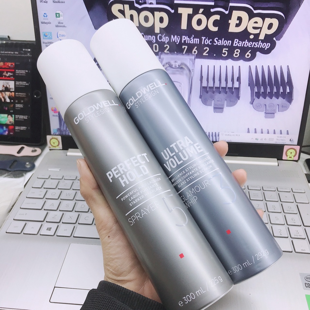 BỌT TẠO KIỂU TÓC , KEO XỊT TÓC GOLDWELL POWER WHIP ULTRA VOLUME 300ML