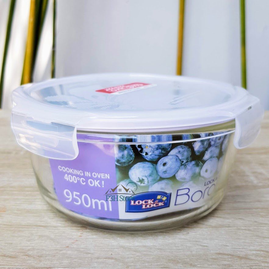 Hộp thủy tinh tròn chịu nhiệt Lock & Lock 950ml - Hộp đựng thực phẩm - Hàng chính hãng 100% y hình kèm video shop quay