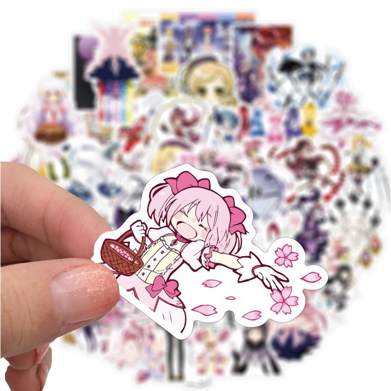 Sticker anime Magical Girl Madoka nhựa PVC không thấm nước, dán nón bảo hiểm, laptop, điện thoại, Vali, xe #198