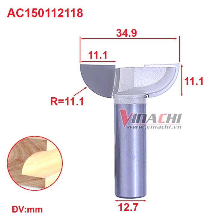 Mũi Soi Đuôi Cá Nằm Tideway AC1501 - Mũi Soi Đuôi Cá Nằm Tideway chuyên dùng để khoét hèm đuôi cá, khoét hèm tay nắm