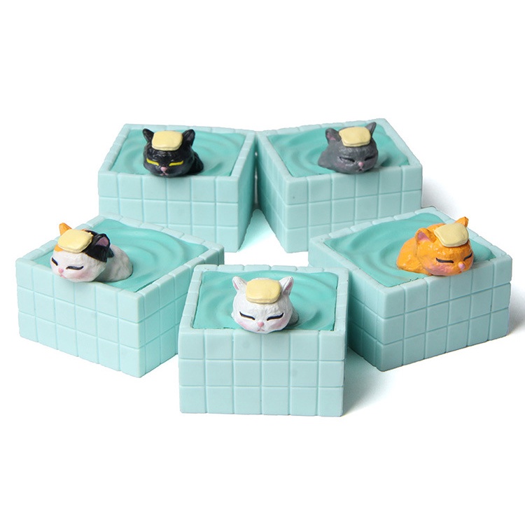 Mèo Tắm onsen Mô Hình Hình Đồ Chơi Gachapon