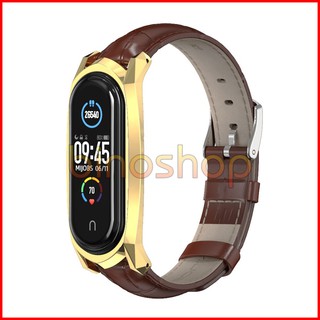 Dây đeo miband 4, miband 3 da bò GT viền nhọn chính hãng MIJOBS, dây đeo thay thế mi band 3, mi band 4 da bò MIJOBS