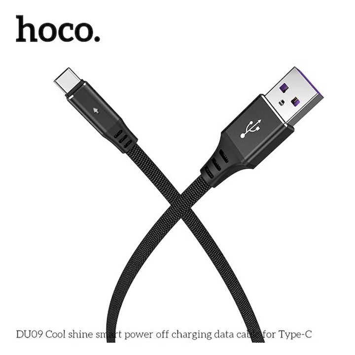 Cáp sạc nhanh HOCO DU09 MicroUSB/Type-C (Dây dù 1m tự ngắt, 5.0A)