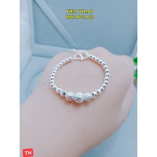 Lắc bạc cho bé - dây bi cát bạc phay hoa