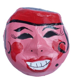 Mặt nạ trung thu truyền thống cô gái đội khăn xếp decor trang trí và đeo hóa trang