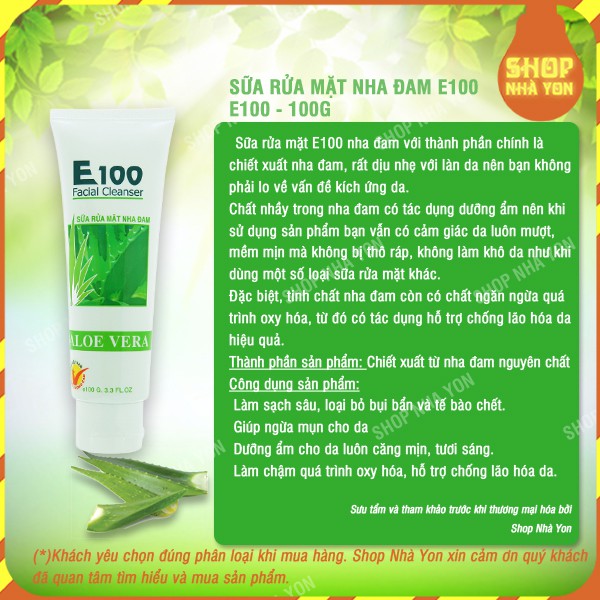 Sửa rữa mặt dưỡng da dưa leo nha đam E100 100g