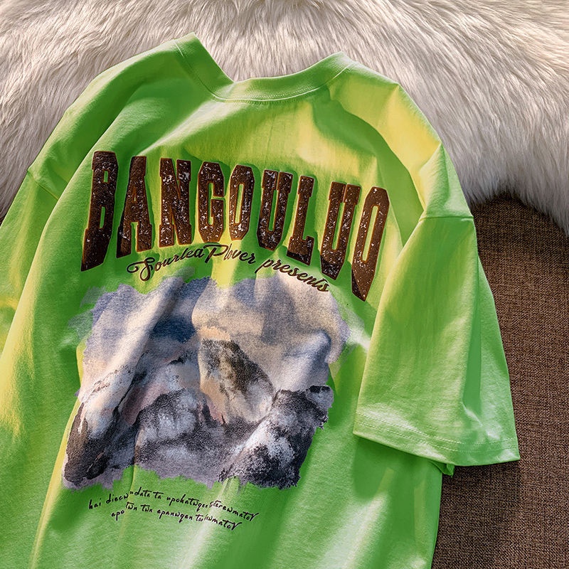 American retro 100% cotton short-sleeved T-shirt y2k sweet and spicy retro top summer trend loose lazy T-shirt YtIa