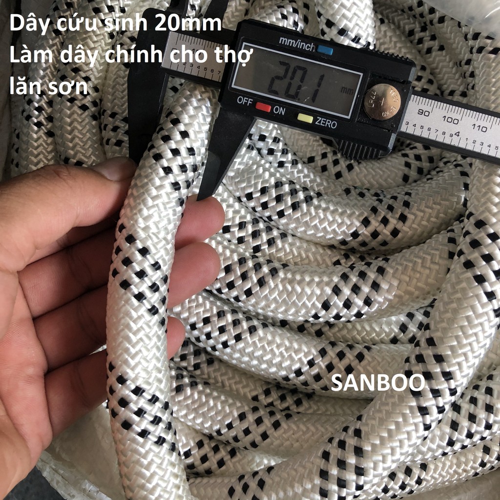 20mm x 1 Mét - Dây dù, dây thừng cường lực cứu sinh dành cho thợ lăn sơn, leo trèo mái nhà