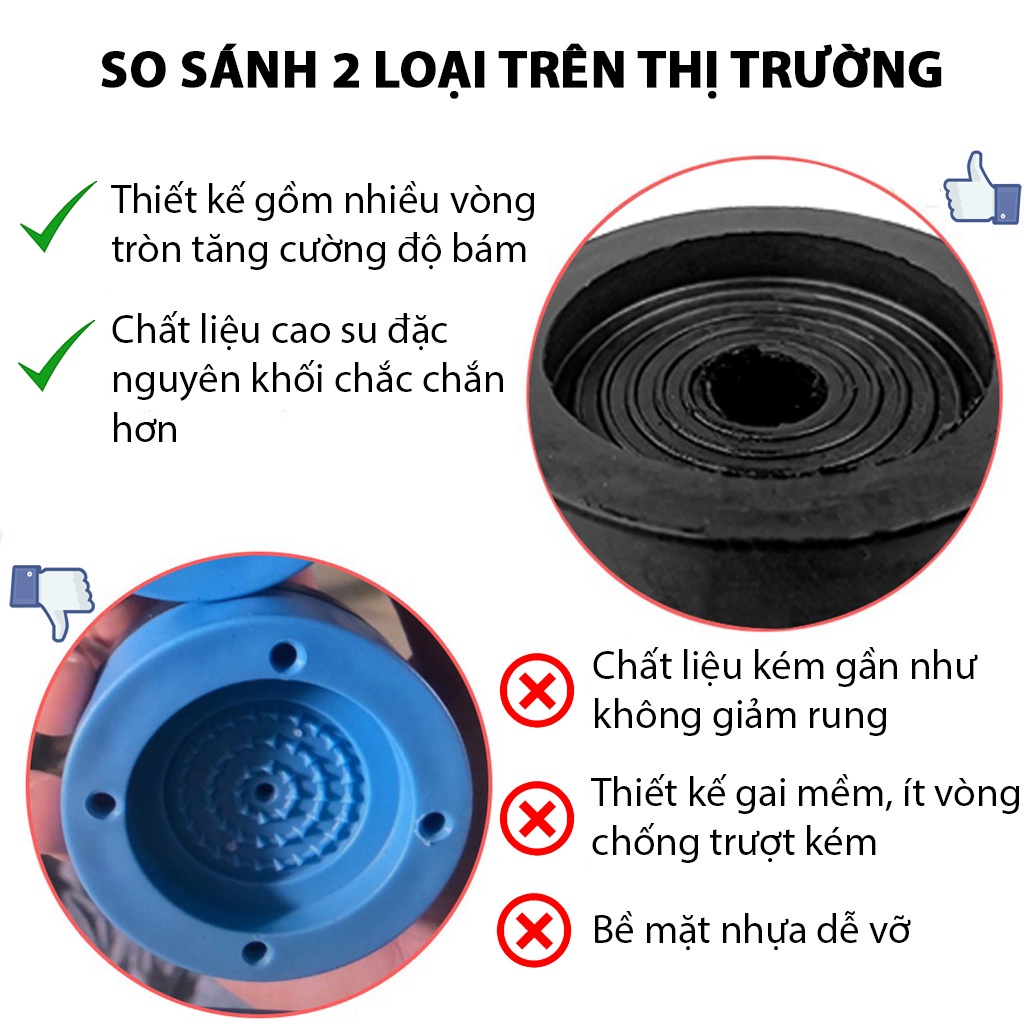 Set 4 miếng lót cao su chống rung lắc, va đập, trơn trượt cho máy giặt, tủ lạnh, bàn ghế, thiết bị điện cực kì tiện lợi