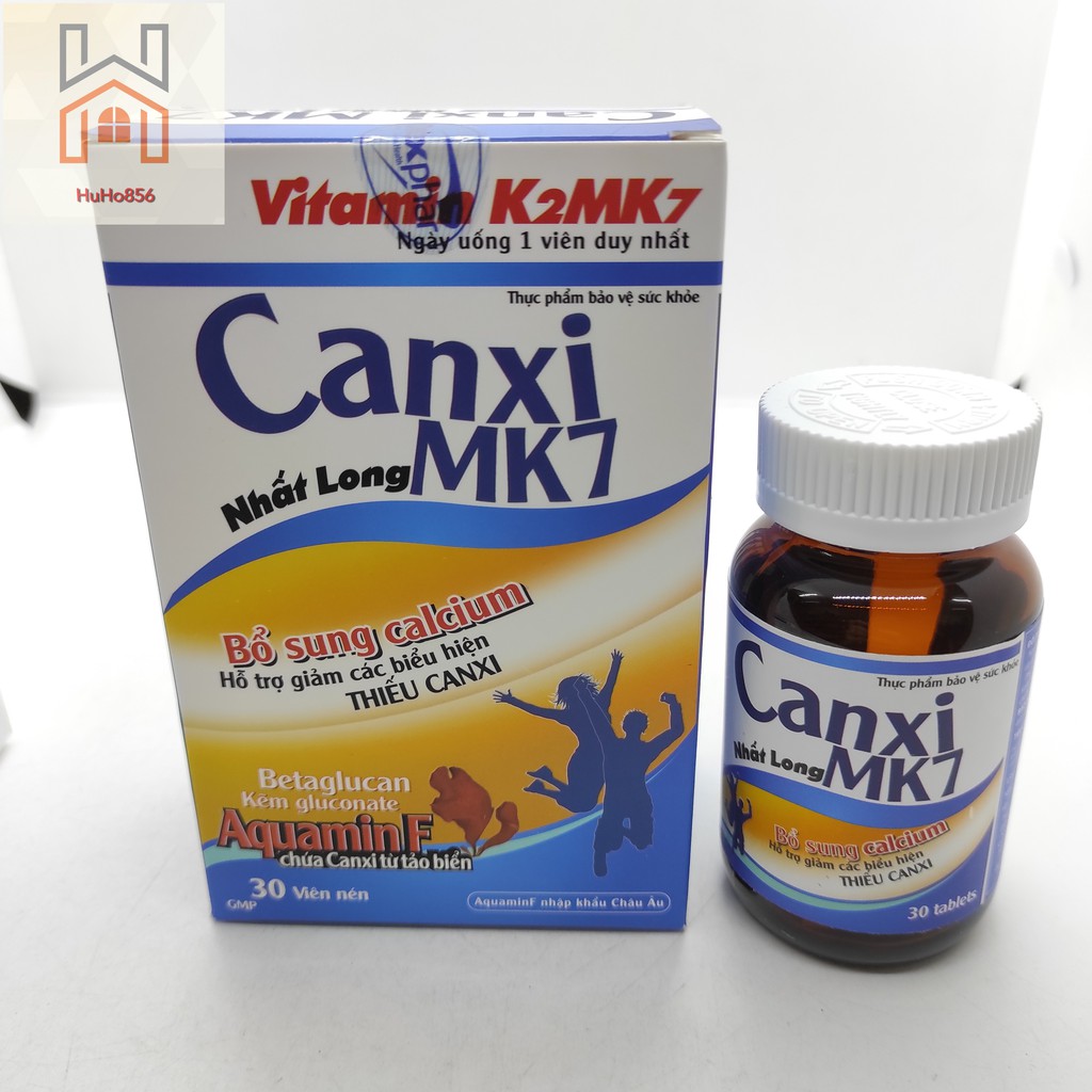 Canxi MK7 Nhất Long - Bổ Sung Calcium, Hỗ Trợ Giảm Các Biểu Hiện Thiếu Canxi Lọ 30 viên