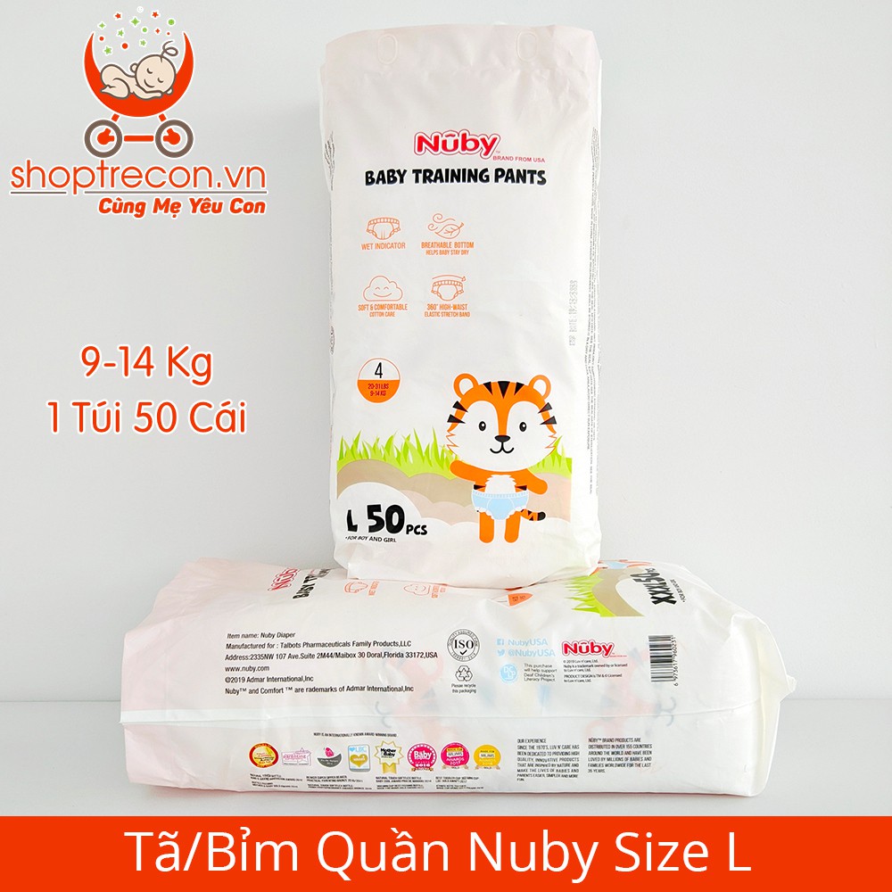 Bỉm quần Nuby cao cấp siêu thấm chống hăm cho bé 50 miếng M/L/XL/XXL/XXXL