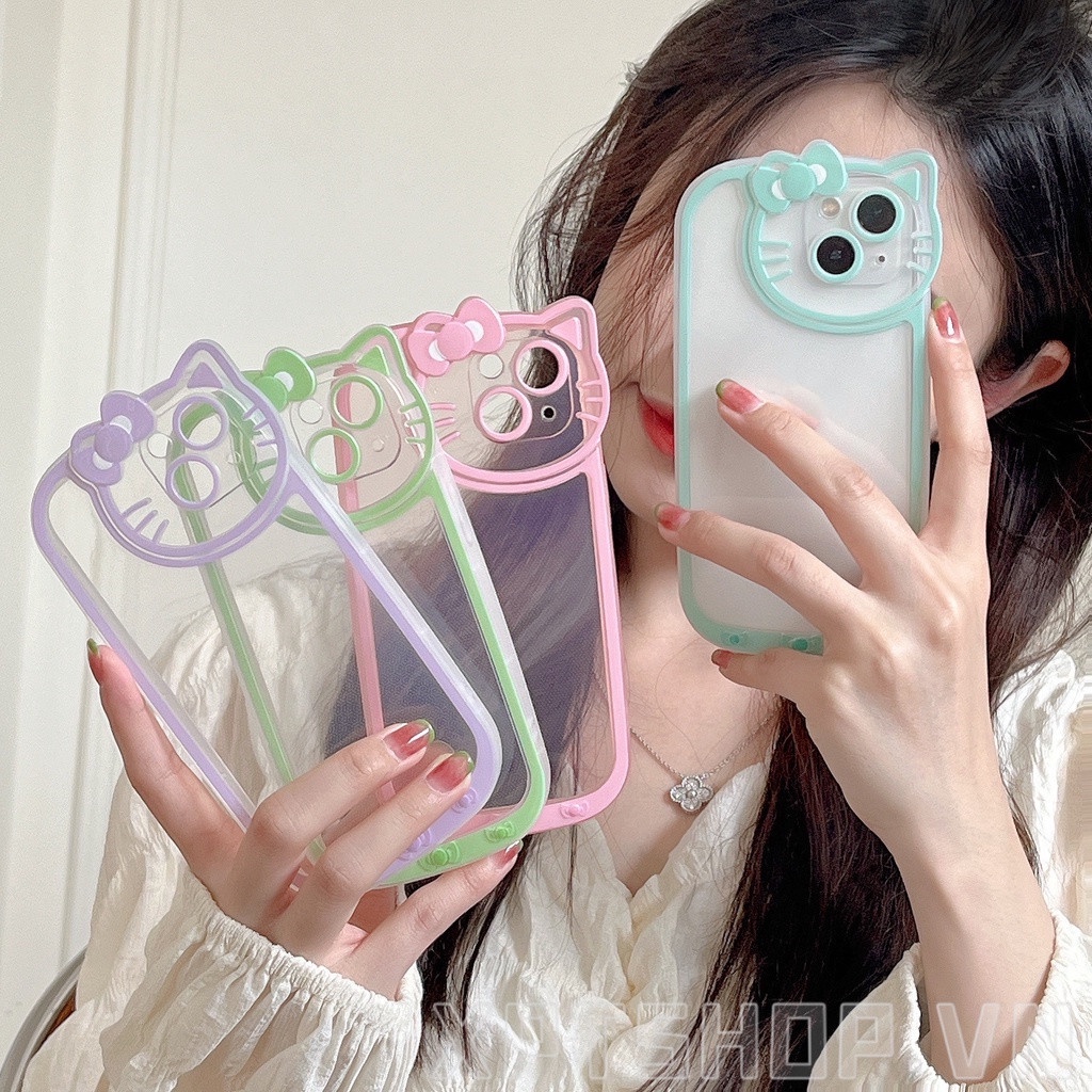 Ốp Điện Thoại Màu Kẹo In Hình Hello Kitty Cho iPhone 13 Pro Max 12 Pro Max 11 Pro Max XR IX XS Max