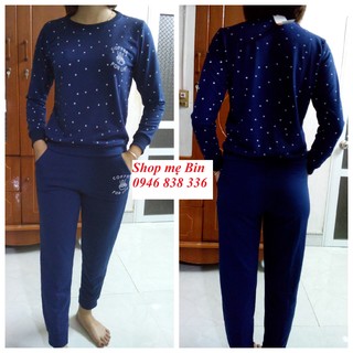 Bộ nỉ da cá chấm bi Uniqlo