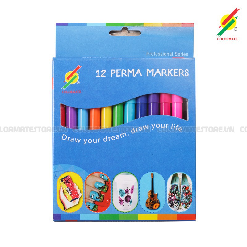 Bộ 12 Cây Bút Lông Perma Markers Colormate MS-12PER