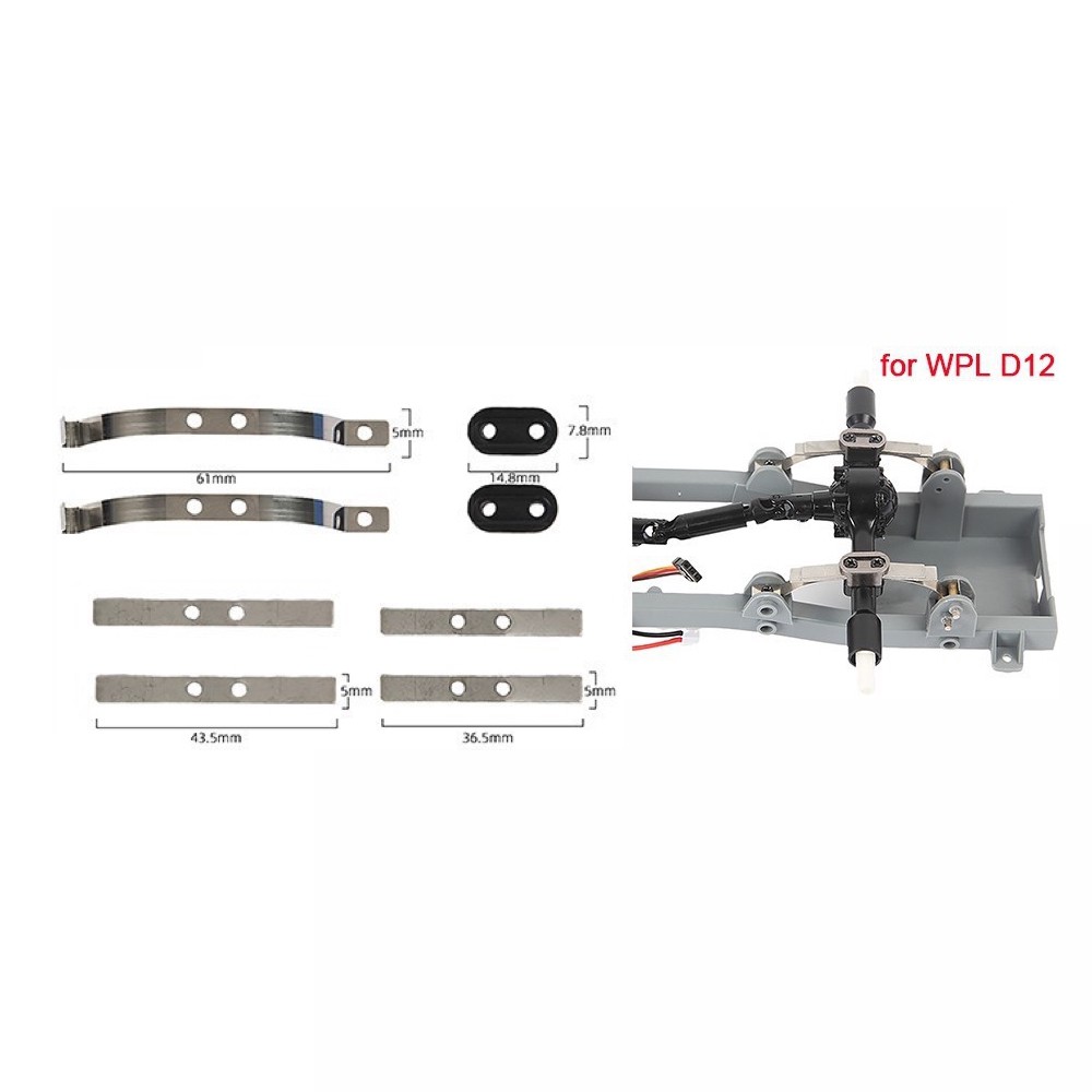 Set 2 Nhíp giảm xóc kim loại nâng cấp cho xe điều khiển từ xa Wpl D12 [2 nhíp dùng cho 1 cầu sau]