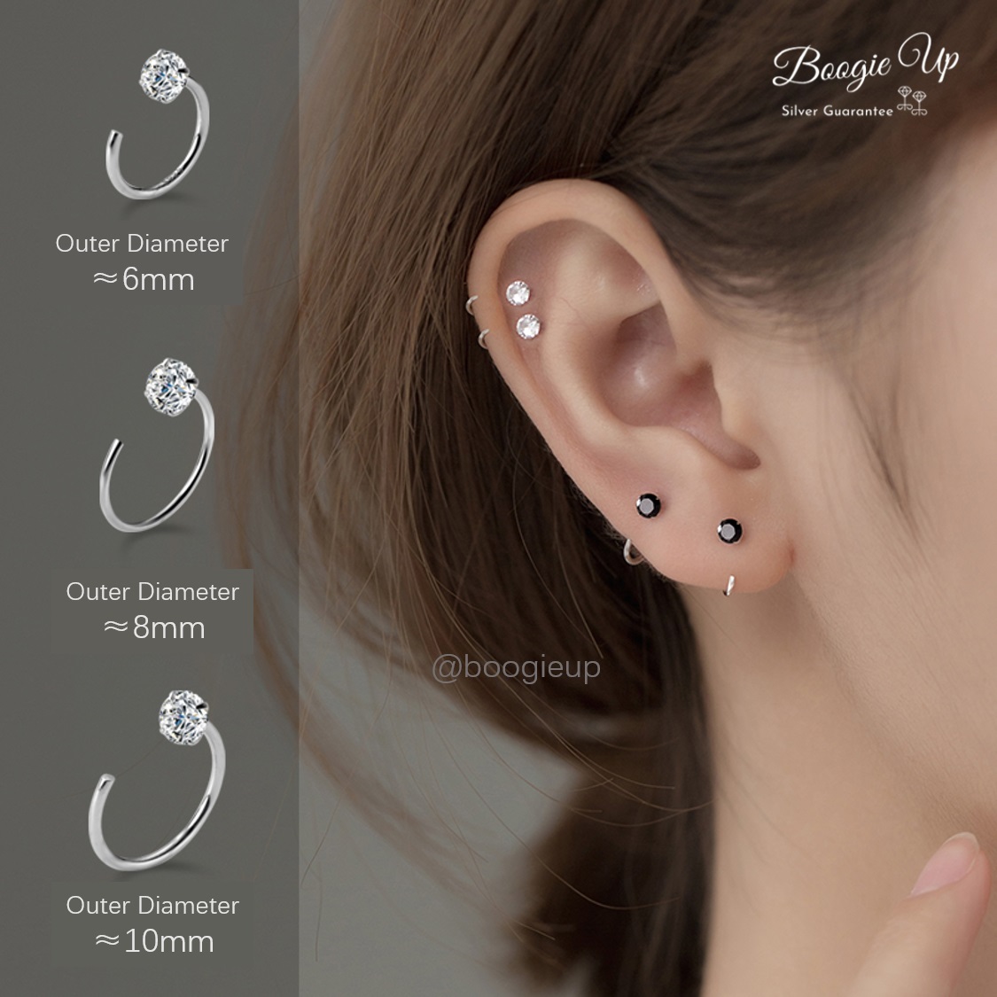 bông tai bạc S925 Silver Earrings 1 Pair CZ Hook Small Diamond Zircon Daily Earring Hoop Helix Piercing Minimalist Hypoallergenic No Backing Huggies Earring