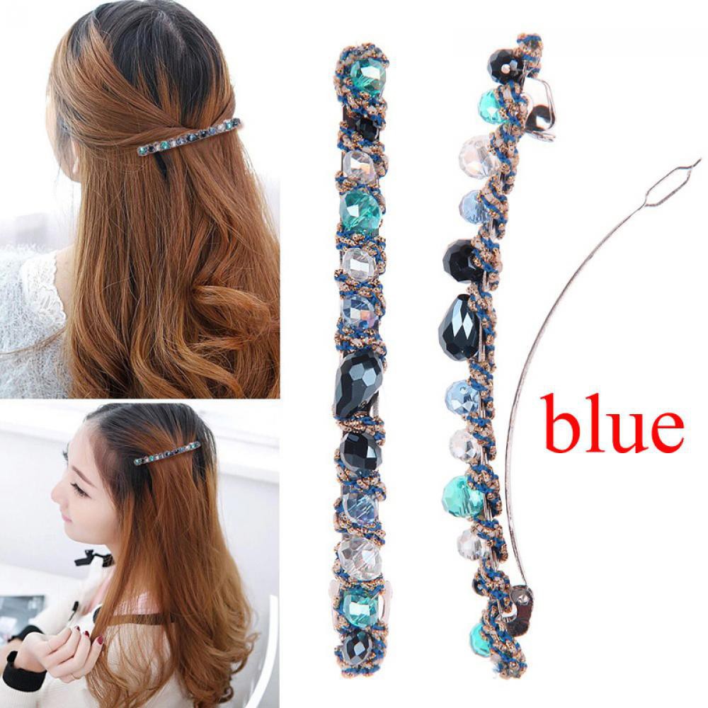 Kẹp tóc hợp kim dáng dài đính đá nhiều màu sắc xinh xắn cho nữ