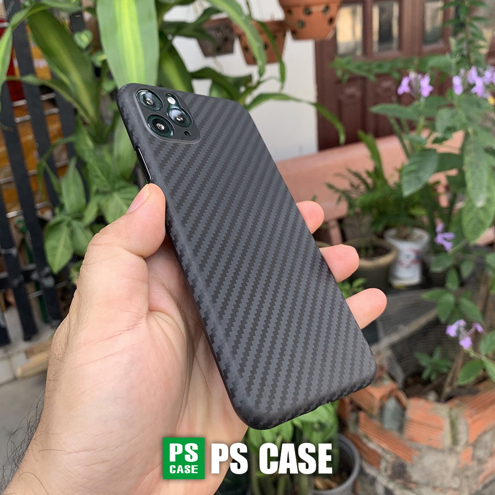 Ốp lưng siêu mỏng, vân carbon dành cho iPhone X / XS / XS Max / 11 / 11 Pro / 11 Pro Max - Màu đen - PS Case Phân Phối