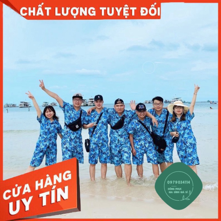 Áo sơ mi đi biển nam nữ Áo hoạ tiết hoa lá đi biển nổi bật Đủ size trẻ em và người lớn big size TC09