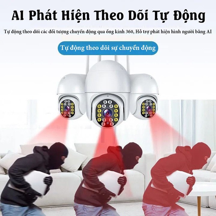 Camera Yoosee ngoài trời chống nước chống mưa PTZ 16 led Full HD 1080P - Ban đêm có màu